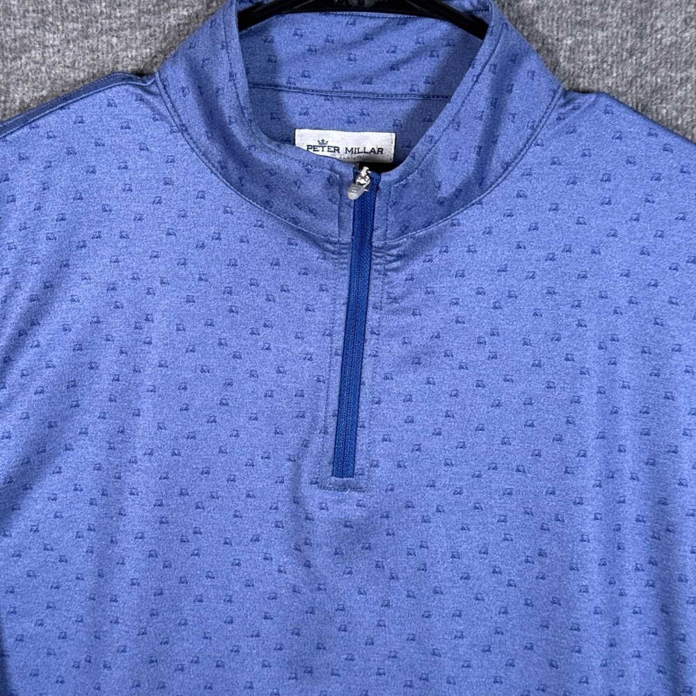 Peter Millar Perth 1/4 Zip Pullover Boys XL Blue Performance Stretch DCC Logo